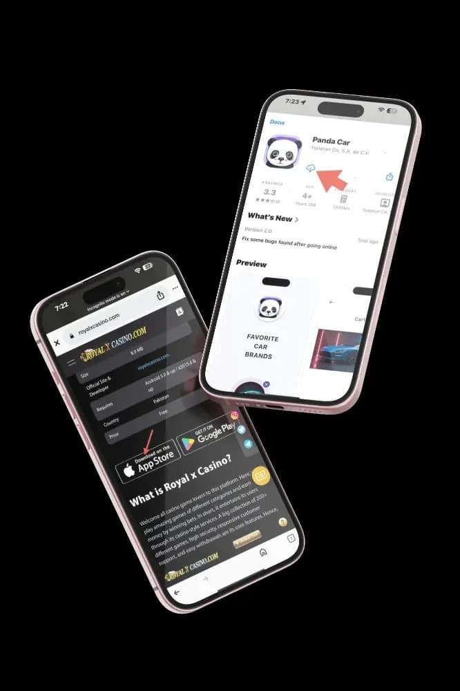 Royal X Casino registration screen on mobile phone