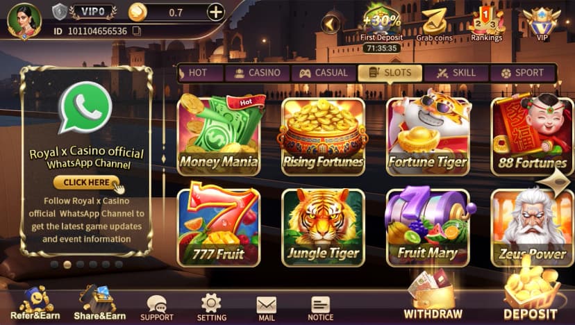 How to Deposit Money in Royal X Casino App
